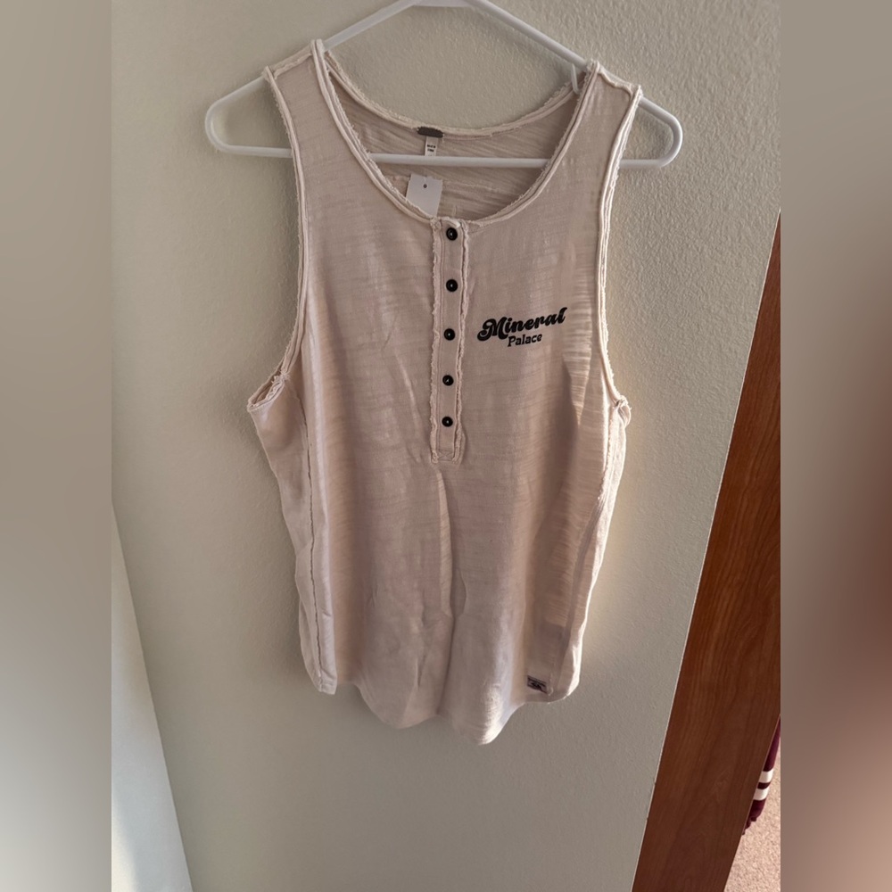Mineral Palace Cream Buttoned Tank Top